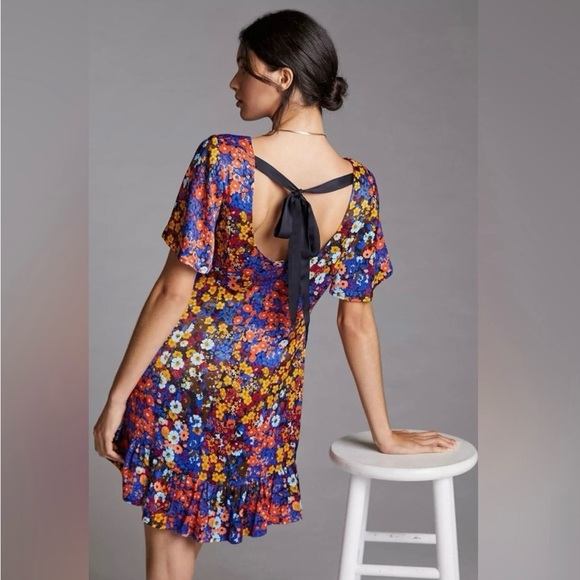 Anthropologie Vibrant Floral Mini Dress - Picture 2 of 12